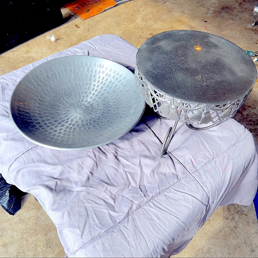 Cake stand and silver platter. $15 for both. - Picture 4 of 4